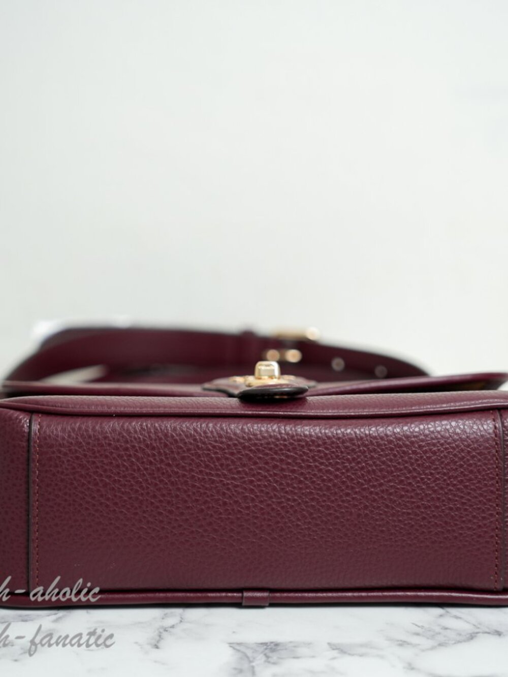 COACH CY683 Hadley Shoulder Bag Crossbody Leather in Dark Wine Gold - Picture 10 of 14